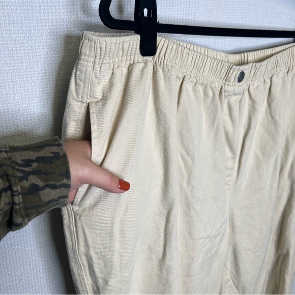 Woman Within | Tan Cream Tapered Pants 26W Stretch Waist - Picture 3 of 9